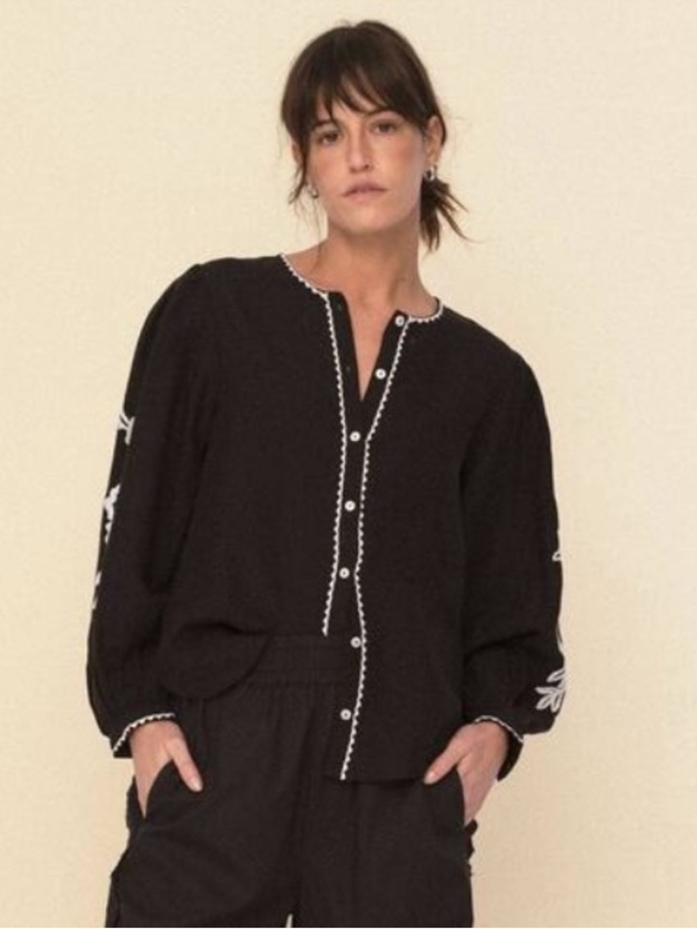 NWT Sonmer Leonor Blouse Black Medium